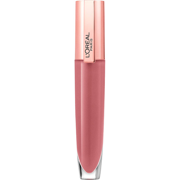 L'Oreal Paris Makeup Tinted Lip Balm-in-Gloss, Glow Paradise Hydrating Liquid Lip Color with Hyaluronic Acid, Ultra-Gentle, Non-Sticky Formula, Feathery Fleur, 0.23 Fl Oz