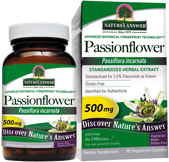 Nature's Answer Passionflower Herbal Supplement Vegetarian Capsules 60 Capsules