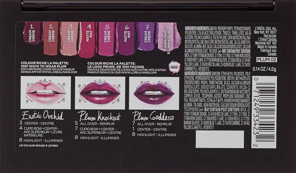 L'Oral Paris Colour Riche La Palette Lip, Plum, 0.14 oz.