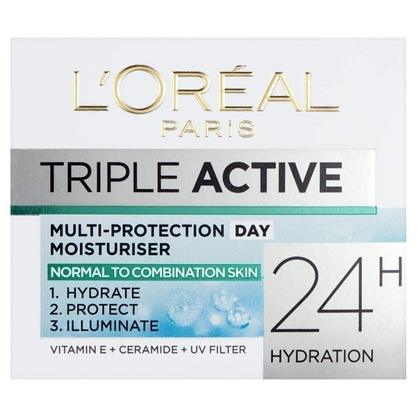 L'Oral Paris Dermo-Expertise Triple Active Day Multi-Protection Moisturiser - Normal & Combination Skin (50ml)