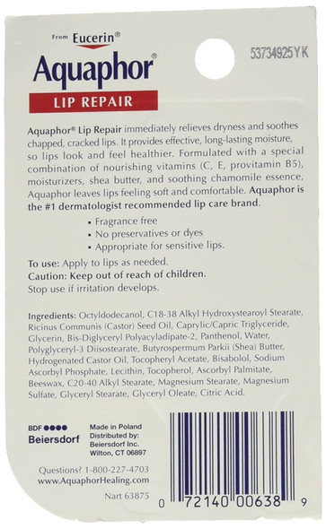 Aquaphor Lip Repair, 0.35 Ounce (Pack of 6)