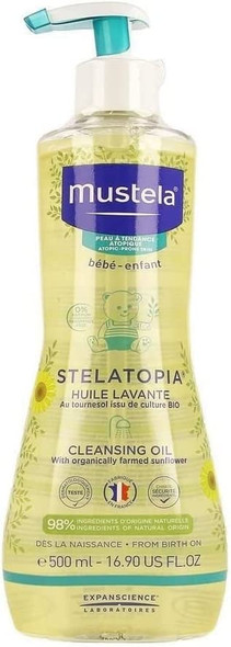 Mustela Stelatopia Eczema-Prone Skin Cleansing Oil - Baby Body Wash with  Natural Avocado & Sunflower Oil - Fragrance-Free & Tear Free - 16.9 fl. oz.