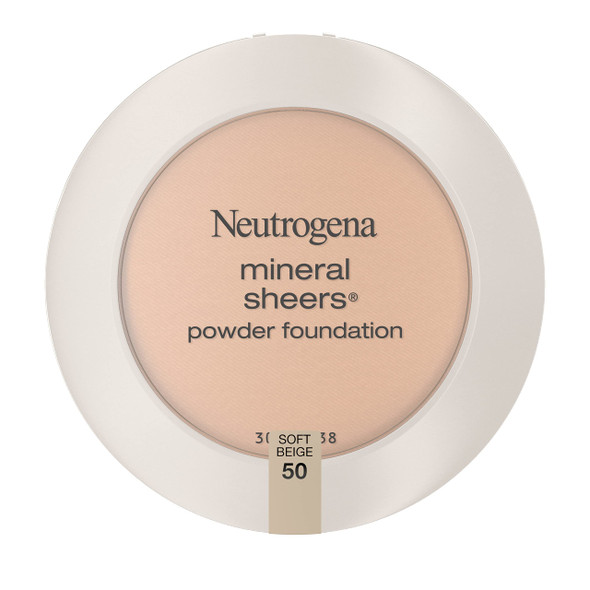 Neutrogena Mineral Sheers Compact Powder Foundation, Lightweight & Oil-Free Mineral Foundation, Fragrance-Free, Soft Beige 50.34 oz