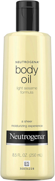 Neutrogena Body Oil Light Sesame Formula, Dry Skin Moisturizer & Hydrating Body Massage Oil, for Radiant & Healthy Looking Glow, Nourishing Bath Oil for Sheer Moisture, 8.5 fl. oz