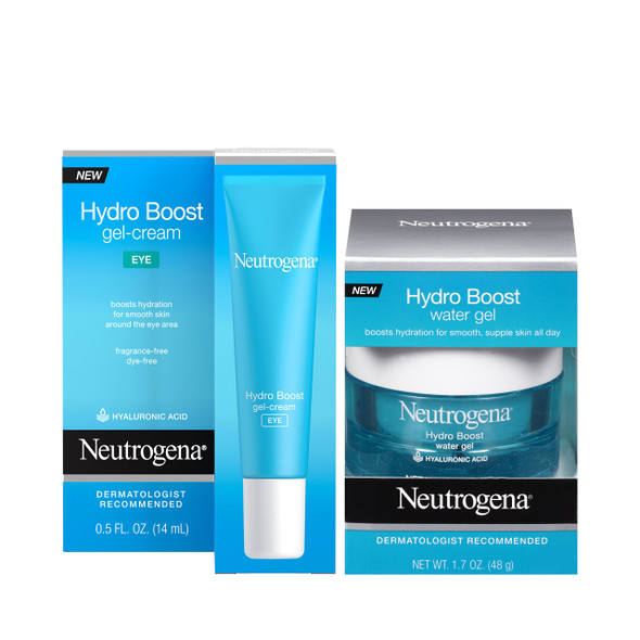 Neutrogena Hydro Boost Water Gel Facial Moisturizer with Hyaluronic Acid, 1.7 oz & Hydro Boost Hydrating Gel Eye Cream with Hyaluronic Acid, 0.5 oz