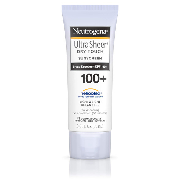 Neutrogena Ultra Sheer Dry-Touch Water Resistant and Non-Greasy Sunscreen Lotion with Broad Spectrum SPF 100+, 3 fl. oz