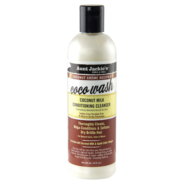 Aunt Jackie's Coconut Crme Recipes Coco Wash Hair Conditioning Cleanser, Cleans, Conditions and Softens Dry Brittle Curly Hair, 12 oz