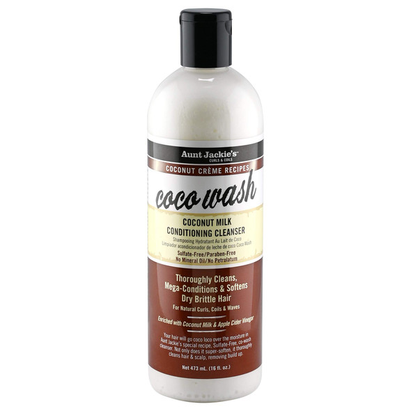 Aunt Jackie's Coconut Crme Recipes Coco Wash Hair Conditioning Cleanser, Cleans, Conditions and Softens Dry Brittle Curly Hair, 16 oz