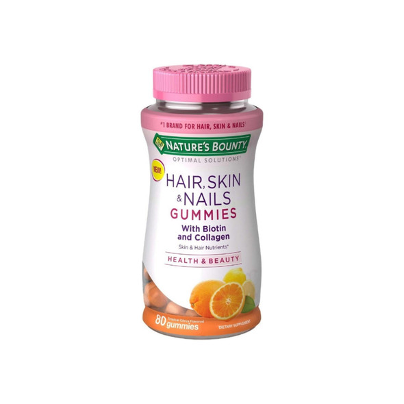 Nature's Bounty Hair, Skin, & Nail Health with Biotin & Collagen Dietary Supplement Gummies, Orange,  80 ea