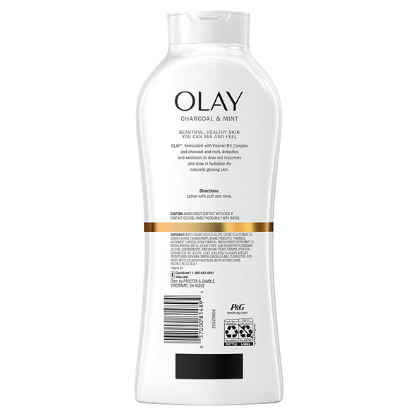 Olay Cleansing Infusion Body Wash, Charcoal + Mint, 22 Fl Oz (Pack of 4)
