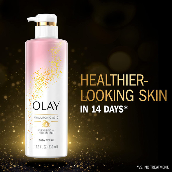 Olay Body Wash with Hyaluronic Acid and Vitamin B3, Cleansing & Nourishing, 17.9 Fl Oz (Pack of 4)