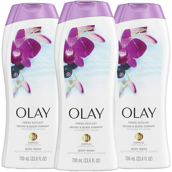 Olay Ultra Moisture Body Wash, Orchid and Black Curant with B3 Complex, 23.6 Ounce, 3 Pack