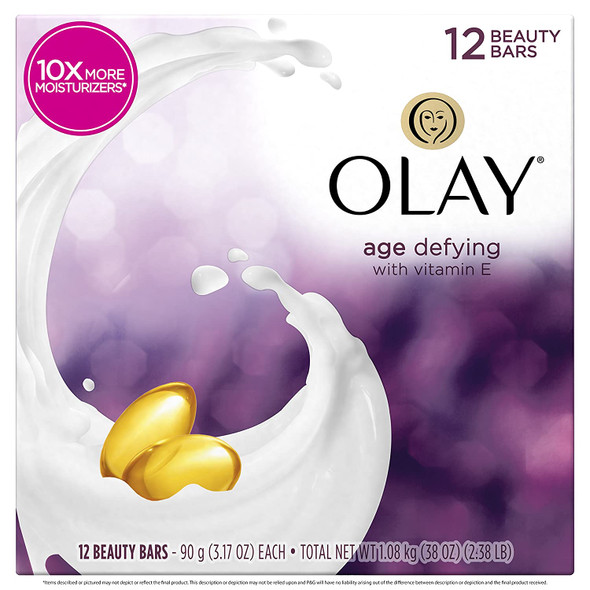 Olay Moisture Outlast Age Defying Beauty Bar, 12 Count per box, 38 Ounce