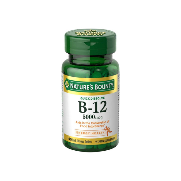 Nature'S Bounty Vitamin B12 5000 Mcg Quick Dissolve Tablets, Natural Cherry 40 Ea