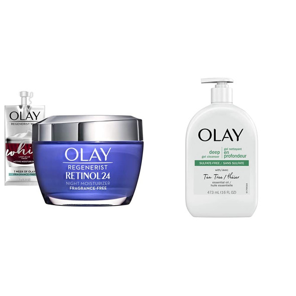 Olay Retinol24 Face Moisturizer with Tea Tree Deep Gel Cleanser