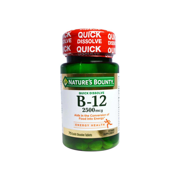 Nature's Bounty Vitamin Quick Dissolve B-12 2500 mcg Tablets, 75 ea