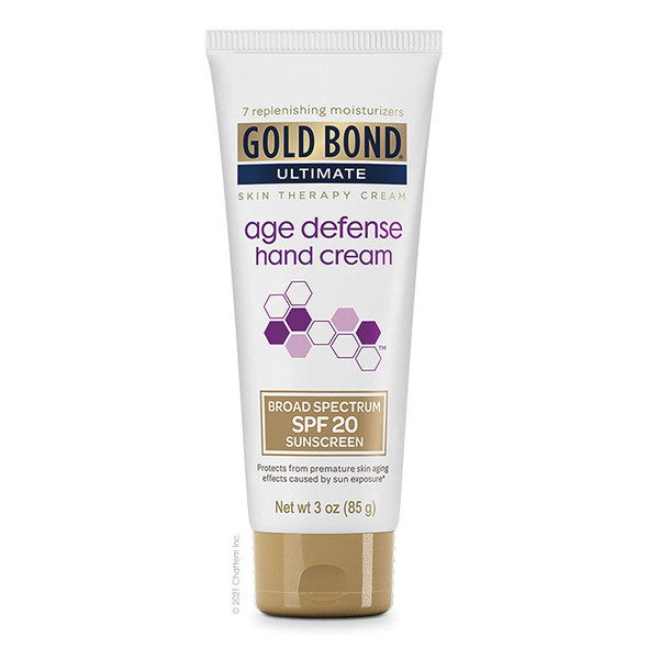 Gold Bond Ultimate Hand Cream 3 oz. with Broad Spectrum SPF 20 Sunscreen, Age Defense (Pack of 1)