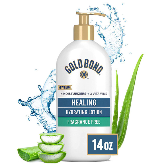 Gold Bond Healing Skin Therapy Lotion with aloe, 14 oz., Fragrance Free, Non-Greasy & Hypoallergenic