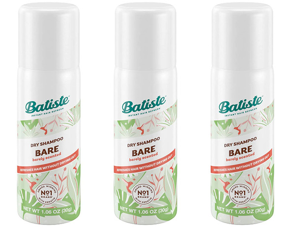 Batiste Dry Shampoo Bare Mini Travel Size 1.6 oz (Pack of 3)