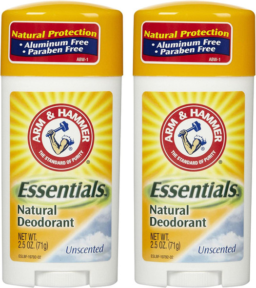 Arm & Hammer Essentials Natural Deodorant, Unscented - 2.5 oz - 2 pk