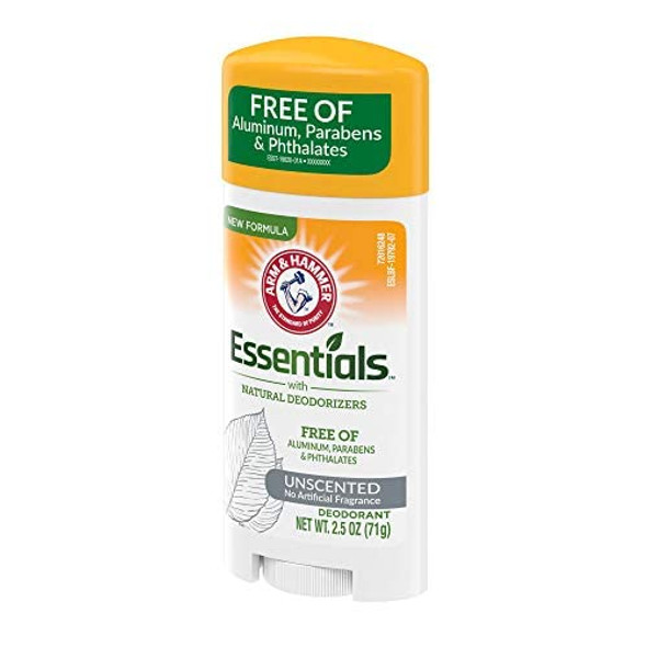 ARM & HAMMER Essentials Deodorant- Unscented- Solid Oval- 2.5oz- Made with Natural Deodorizers- Free From Aluminum, Parabens & Phthalates