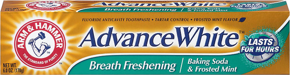 ARM & HAMMER Advance White Baking Soda Toothpaste, Frosted Mint 6 oz (Pack of 12)