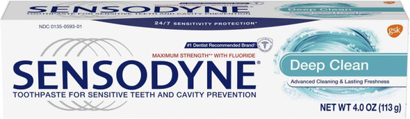 Sensodyne Toothpaste for Sensitive Teeth Deep Clean - 4 oz, Pack of 5