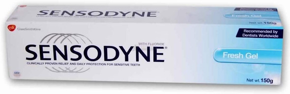 Sensodyne Toothpaste for Sensitive Teeth and Cavity Prevention, Maximum Strength, Fresh Gel, 5.29 Ounce (Pack of 2)