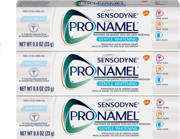 Sensodyne Pronamel Toothpaste, Gentle Whitening, Alpine Breeze Travel Size 0.8 Ounce (Pack Of 3)