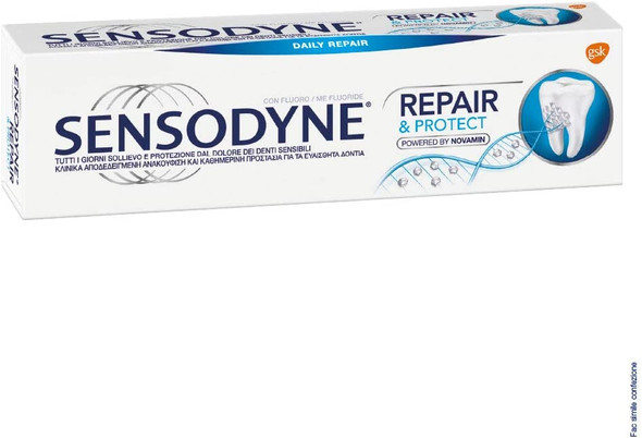 Sensodyne: "Repair & Protect" Toothpaste, powered by NovaMin 2.53 Fluid Ounce (75ml) Tube [ Italian Import ]