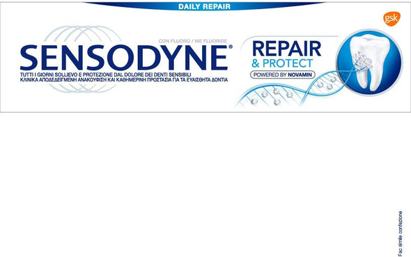 Sensodyne: "Repair & Protect" Toothpaste, powered by NovaMin 2.53 Fluid Ounce (75ml) Tube [ Italian Import ]