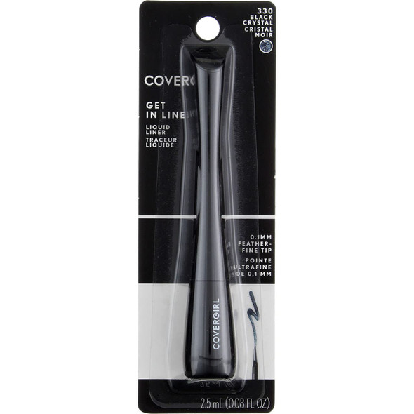 COVERGIRL Get In Line Liquid Eyeliner, Black Crystal, 0.08 fl oz (2.5 ml) (Pack of 2)