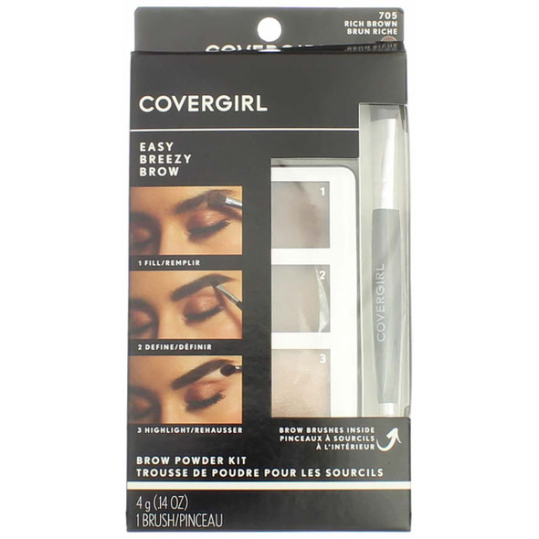 Covergirl Easy Breezy Brow Powder Kit, 705 Rich Brown (Pack of 2)