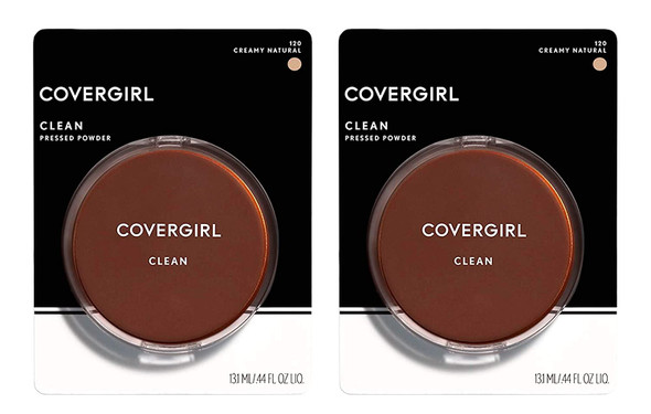 COVERGIRL Clean Pressed Powder Foundation, Creamy Natural 120, 0.44 Fl. Oz, 2 Count