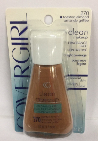 Covergirl Clean Makeup Foundation Toasted Almond #270 Fragrance Free Full Size.