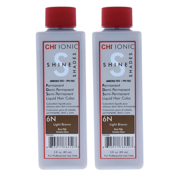 Ionic Shine Shades Liquid Hair Color - 6N Light Brown by CHI for Unisex - 3 oz Hair Color - (Pack of 2)