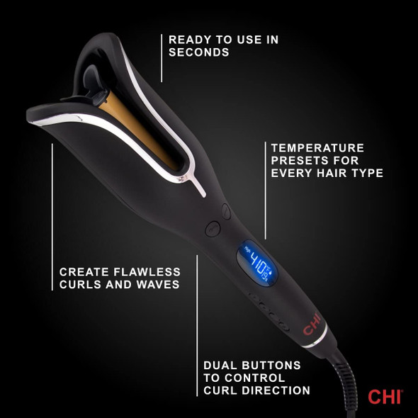 CHI Spin N Curl Curling Iron & Chi Silk Infusion Kit, Black (Packaging May Vary)