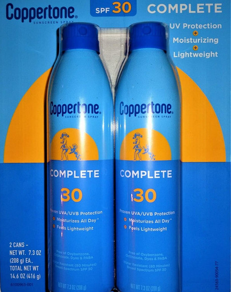 Coppertone SPF 30 Sunscreen Spray, 7.3 Ounce (Pack of 2)