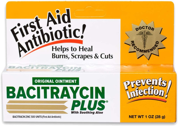 Bacitraycin Plus First Aid Antibiotic Ointment With Moisturizing Aloe 1 Oz