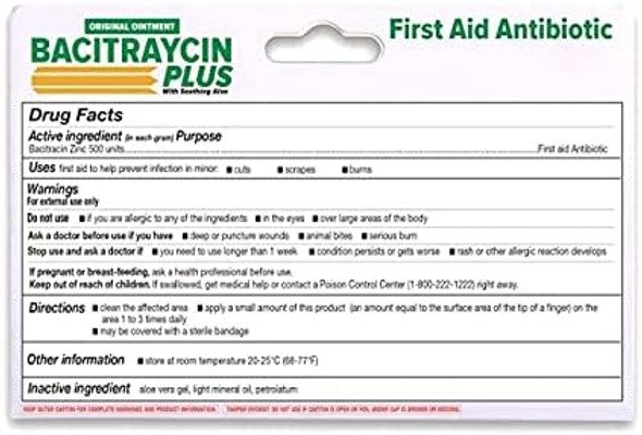 Bacitraycin Plus First Aid Antibiotic Ointment With Moisturizing Aloe 1 Oz