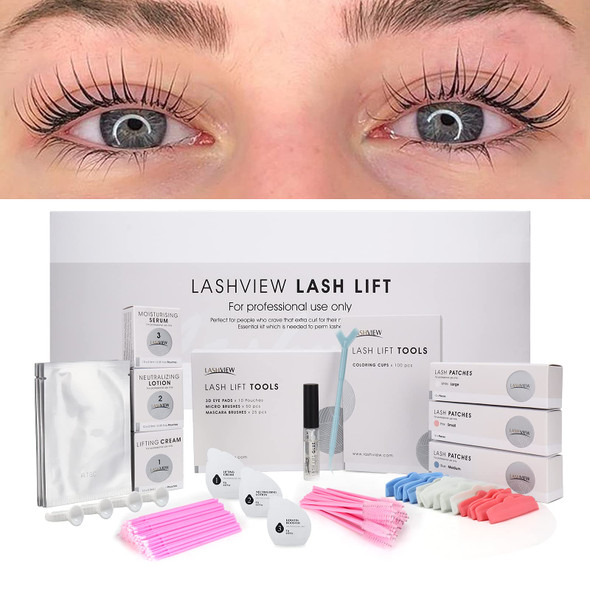 LASHVIEW Lash Lift Kit,Professional Eyelash Perm Kit,Liquid Set,Semi-Permanent,Curling Perming,Wave Lift Extension Perm Set