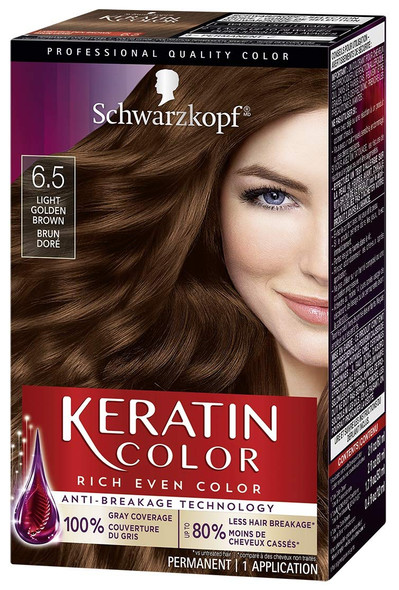 Schwarzkopf Keratin Color Intense Caring Cream, #6.5 Light Golden Brown, 1 ea