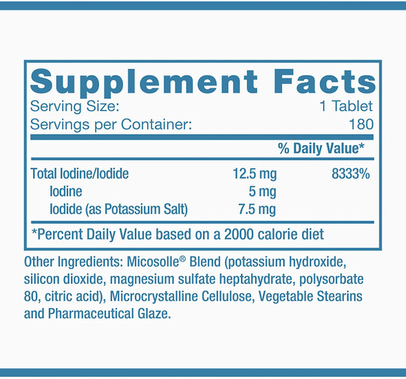 Optimox Iodoral 12.5 mg - High Potency Lugol Solution Iodine Nutritional Supplement - Energy and Thyroid Support - 180 Tablets