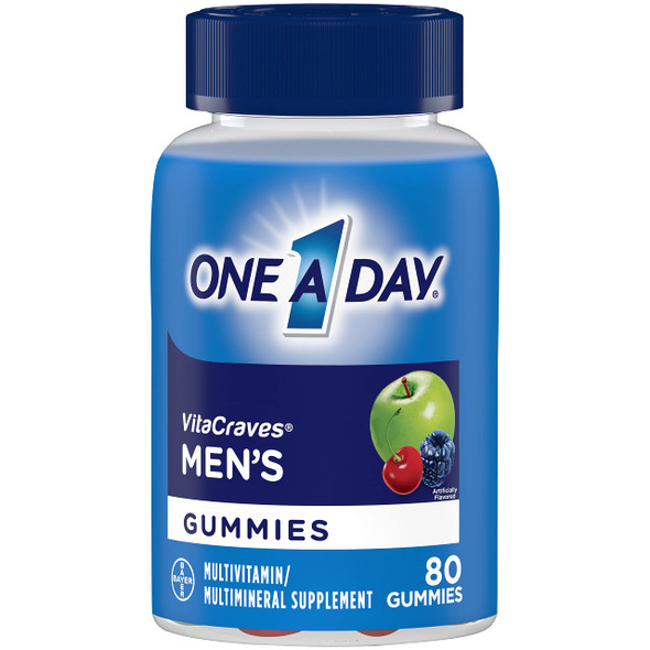 One A Day Mens Multivitamin Gummies, Supplement With Vitamin A, Vitamin C, Vitamin D, Vitmain E, Calcium & More, 80 Count