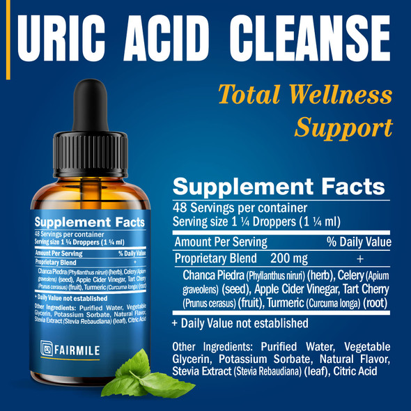 Uric Acid Cleanse with Tart Cherry 9600mg - Made in USA - Clinically Proven Natural G?ut Relief - Joint Comfort & Detoxification - Liquid Uric Acid Support Formula for High BioAvailability