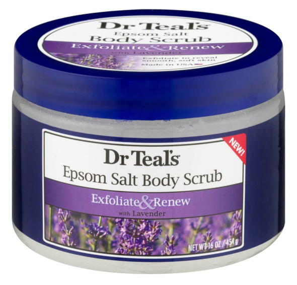 Dr. Teal's Body Scrub Exfoliate And Renew W/Lavender 16 Ounce Jar (Pack of 2)