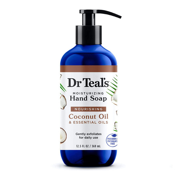 Dr Teal's Gentle Exfoliating Liquid Hand Soap, Coconut Oil & Essential Oils, 12.5 fl oz