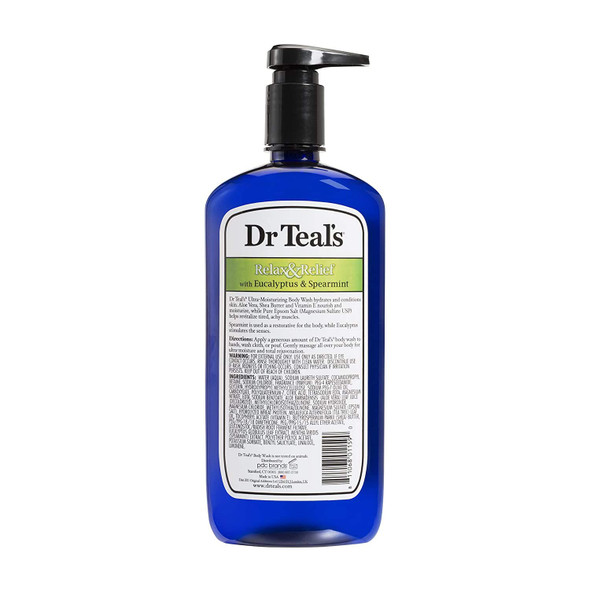 Dr Teal's Body Wash Combo Pack (48 fl oz Total), Relax & Relief with Eucalyptus & Spearmint, and Restore & Replenish with Pink Himalayan