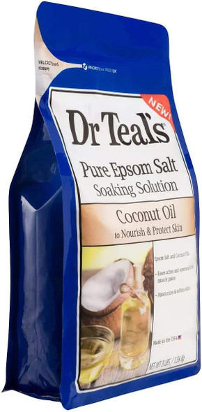 Dr Teals Coconut Oil Pure Epsom Salt Soaking Solution 3 lbs (Pack of 2)