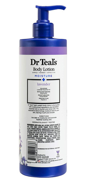 Dr. Teal's Body Lotion - Moisture Plus - Soothing Lavender Essential Oil, 36 Fl Oz (Two 18 Fl Oz Bottles)